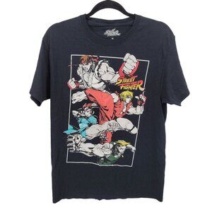 Street fighter mens medium black crew neck tshirt short sleeve 90s anime